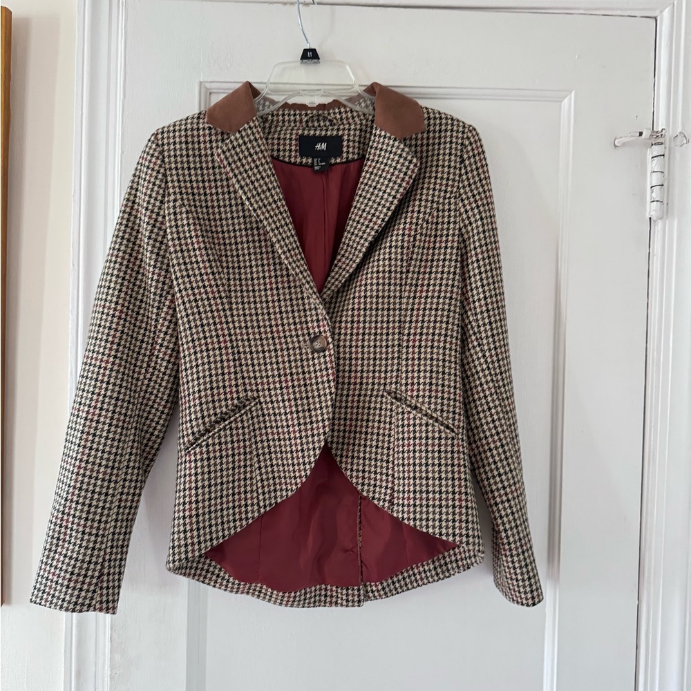 H&M Houndstooth Blazer Preppy Corporatecore Academia Boardroom Chic